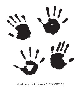 Kid's Hand Black Prints On White Background