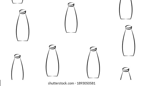 Los niños dibujaron a mano un patrón impecable con botellas de leche. Ilustración vectorial. Impresión para el diseño y la ropa de los bebés. Estilo escandinavo