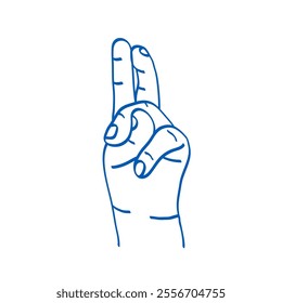 Kids hand gesture vector sketch illustration. Index, middle, ring, little fingers and thumb