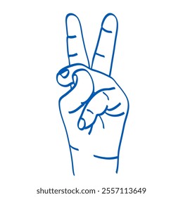 Kids hand gesture vector sketch illustration. Index, middle, ring, little fingers and thumb