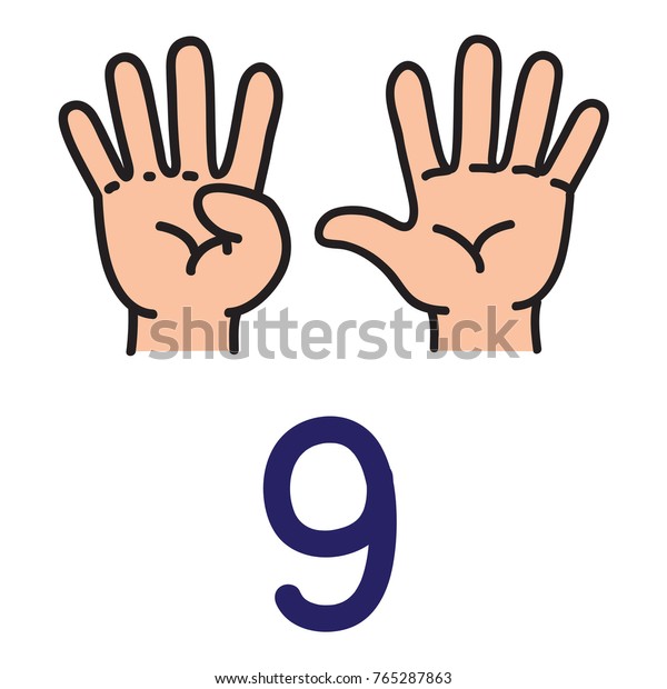 Kids Hand Showing Number Nine Sign Stock Vector (Royalty Free ...