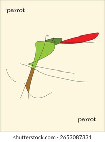 Arte de impressão de mão infantil: ilustração de papagaio alegre para design lúdico. Pintura à mão de crianças, Ilustração de papagaio, Estilo de arte de crianças, Arte de impressão manual