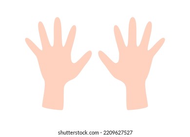 Manos de los niños. Palm hand. ilustración Template.Vector. Aislado sobre fondo blanco.