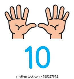 指で数字の10を示す子供の手 教育を数える手と指のアイコン 子どものベクターイラスト のベクター画像素材 ロイヤリティフリー Shutterstock