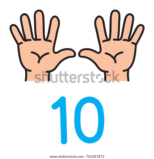 指で数字の10を示す子供の手 教育を数える手と指のアイコン 子どものベクターイラスト のベクター画像素材 ロイヤリティフリー