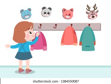 kids hanging jacket vector illustration isolated