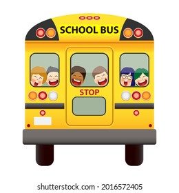 Kids Happily Riding On School Bus Stock Vector (Royalty Free ...