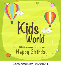 Kids Happy Birthday celebration Invitation card design with beautiful decoration.