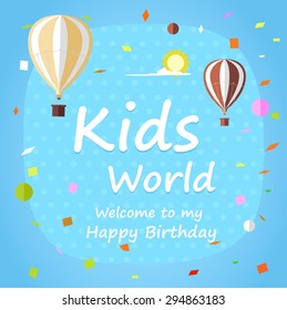 Kids Happy Birthday celebration Invitation card design with beautiful decoration.