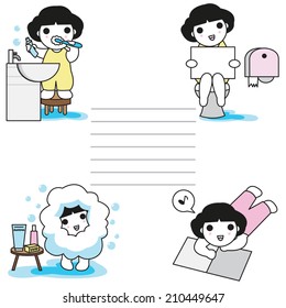 Kids' happy routine paper note illustration