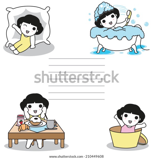 Kids Happy Routine Paper Note Illustration Stock Vector (Royalty Free ...
