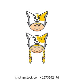 kids hat cat logo icon vector