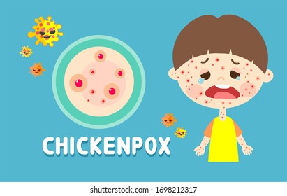 Los niños tienen pollos y vectores de virus