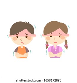 Kids have a cold vector