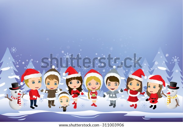 Download Kids Having Christmas Party Christmas Background Stock Vector Royalty Free 311003906 PSD Mockup Templates