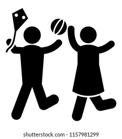 
Kids are having fun with ball and kite depicting kids playing 
