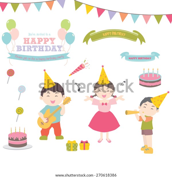 Kids Having Fun Birthday Party Stock Vector Royalty Free 270618386