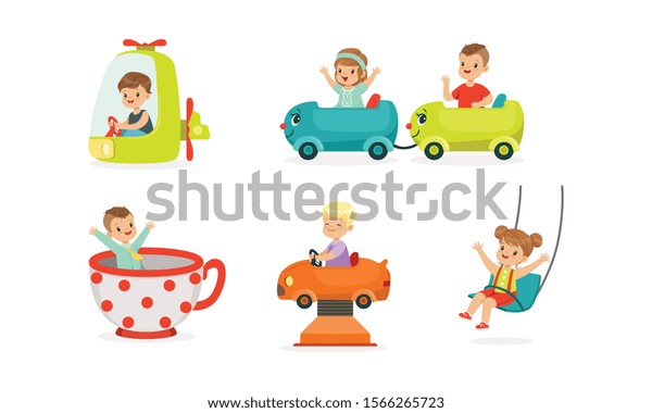 kids-having-fun-entertainment-park-vector-stock-vector-royalty-free