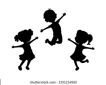 
Kids having fun silhouette