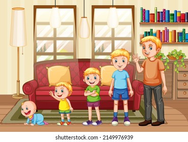 Kids having in the room illustration
