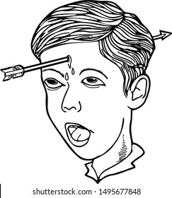 kids head arrows line work 