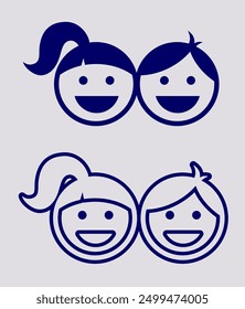 kids head icon line vector, doodle kids head icon, funny head line kids, isolated 