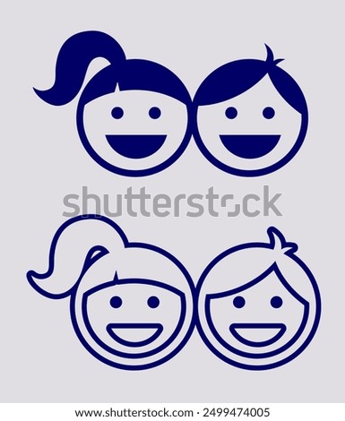kids head icon line vector, doodle kids head icon, funny head line kids, isolated 