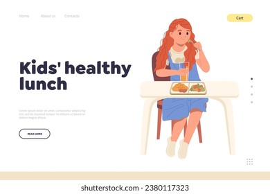 Plantilla del sitio web de diseño de la página de inicio del programa de almuerzo saludable para niños con nutrición equilibrada para niños