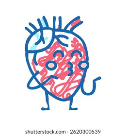 kids heart health doodle icon sketch vector. kids heart health sign. isolated symbol illustration