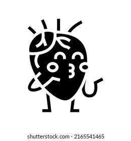 Kids Heart Health Glyph Icon Vector. Kids Heart Health Sign. Isolated Contour Symbol Black Illustration