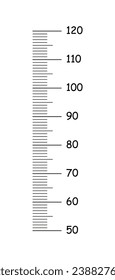 Kids height chart from 50 to 120 centimeters. Template for wall growth sticker. Meter wall, growth ruler. Vector outline illustration.