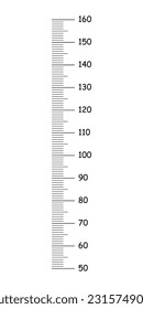 Gráfica de talla infantil de 50 a 160 centímetros. Plantilla para pegatinas de crecimiento de pared aisladas en un fondo blanco. Ilustración vectorial. Meter wall o regla de crecimiento.