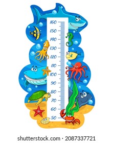 Kids Height Chart Cartoon Sea Animals Stock Vector (Royalty Free ...