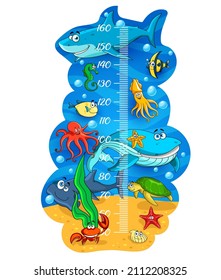 Kids Height Chart Cartoon Sea Animals Stock Vector (Royalty Free ...