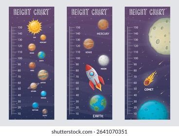 Kids height chart with solar system planets