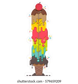 Kids height chart with space and solar system, Meter wall or height meter, Vector illustration 