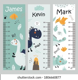 Kids height chart. Vector isolated illustration with with dinosaurs