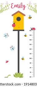 Kids height chart. Vector isolated illustration of cartoon animals. Cute scale measurement for kids grow. Baby growth measure meter. Child height meter for kindergarten.