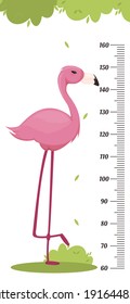 Kids height chart. Vector isolated illustration of cartoon animals. Cute scale measurement for kids grow. Baby growth measure meter. Child height meter for kindergarten.