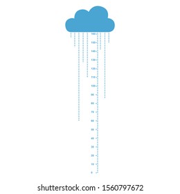 Kids height ruler with a cloud and a rain for wall decals, wall stickers - Vector