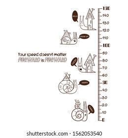 Kids height ruler with snails for wall decals, wall stickers - Vector