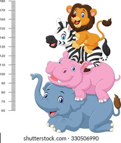 Kids height scale with funny Africa animal collection set