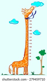  Kids height scale in giraffe vector illustration