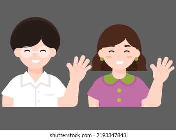 kids in hello hand gesture modern concept ui ux icon for website, app, presentaion, flyer, brochure etc.