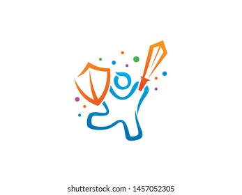 Kids Hero Logo Template Design Vector. 