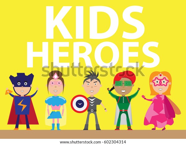 Kids Heroes Cartoon Character Vector Illustration Stock Vector (Royalty ...