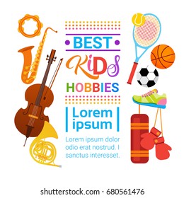 KIds Hobbies Art Classes Logo Workshop Creative Artistic School For Children Development Banner Flat Vector Illustration
