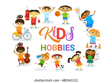 KIds Hobbies Art Classes Logo Workshop Creative Artistic School For Children Development Banner Flat Vector Illustration