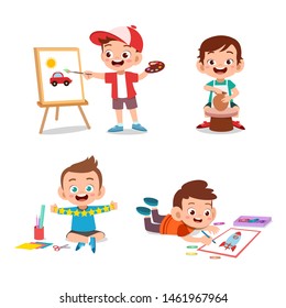 kids hobby art vector illustration