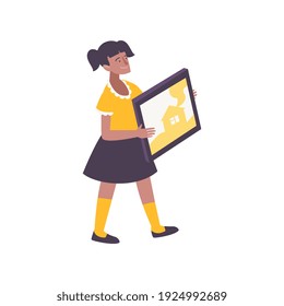 Niños hobby composición plana con carácter de adolescente negro con ilustración de vector de pintura